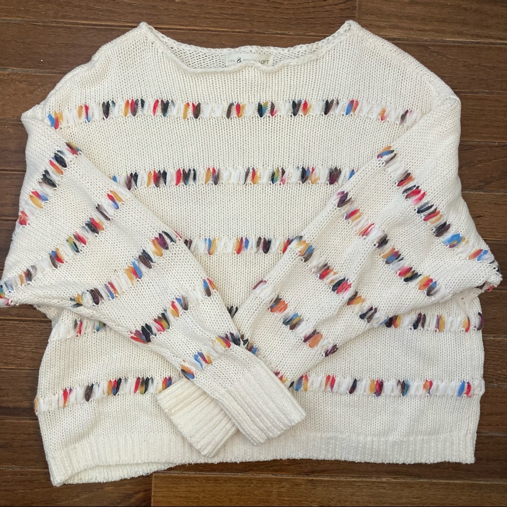 Lou & Grey Rainbow Stitch Sweater Size Small